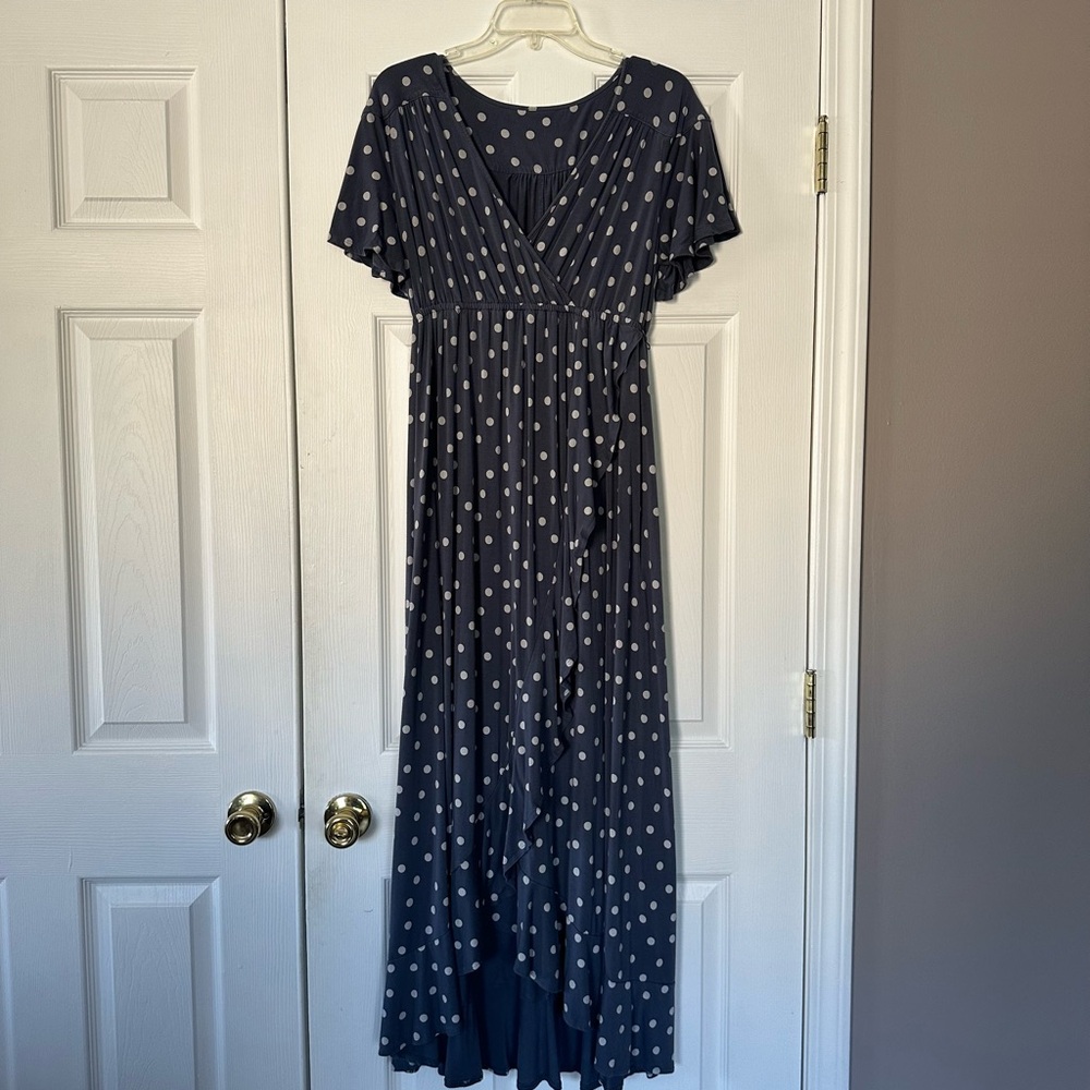 Isabel Maternity by Ingrid & Isabel Navy Blue Polka Dot Maxi Dress